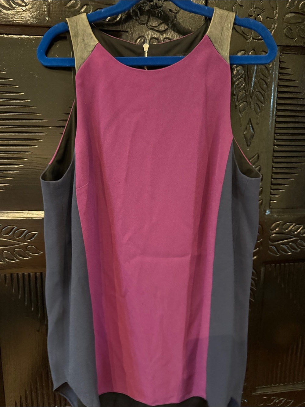 rag & bone Magenta and Navy Colorblock Dress with Silver Zipper